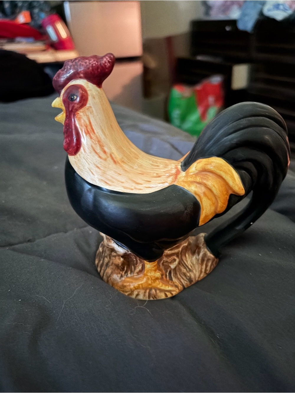 Sakura Rooster Creamer in Black, Cream & Red